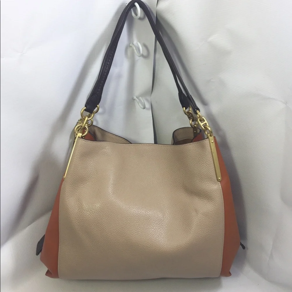 Coach Beige and Rust Shoulder Bag - Picture 1 of 9